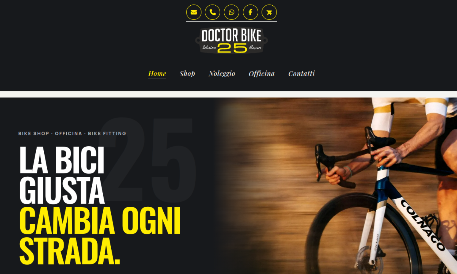 Sito web di Doctor Bike 25 dedicato a vendita, officina, bike fitting e noleggio biciclette